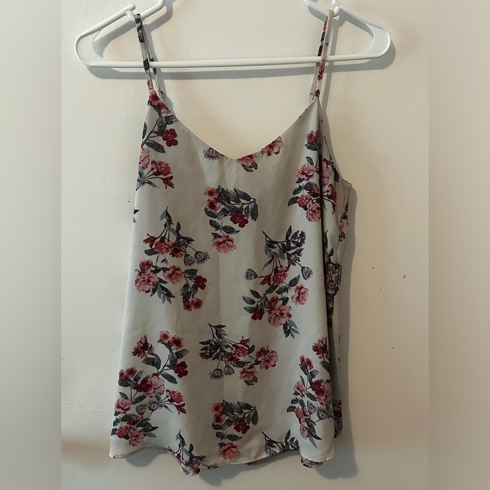 Pink Rose Floral Camisole in Pink and Gray